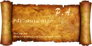 Páskuly Aliz névjegykártya
